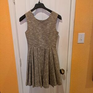 Anthropologie Paper Crown "Parkside" Sparkle Tweed Pleated Fit & Flare Dress S